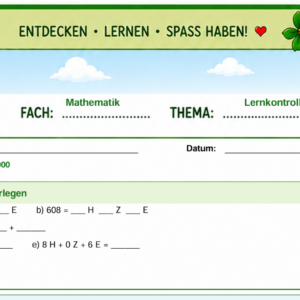 Mathe 3 – Kumi – Zahlen bis 1000 – Test 2